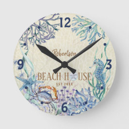 Beach House Küste Personalisiert Runde Wanduhr