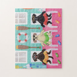Beach House Labrador Boys Malerei Puzzle