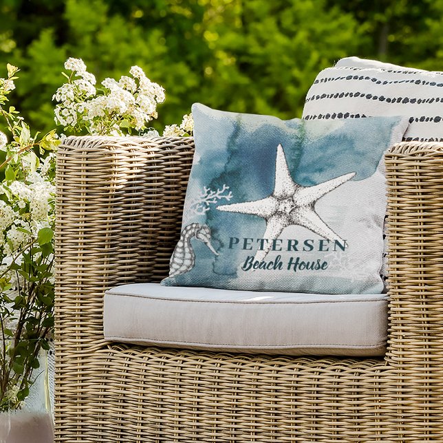 Beach House Moderne, weiße Sternenfamilie Kissen (Von Creator hochgeladen)