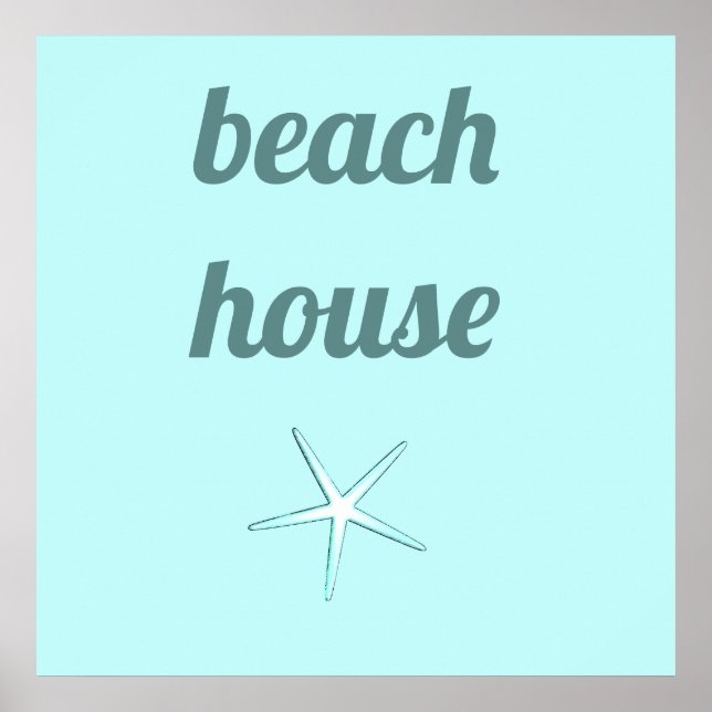 Beach House Nautic Aquamarin Blue White Starfish N Poster (Vorne)
