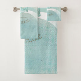 Beach House Nautical Anchor and Rope Aqua ID623 Badhandtuch Set