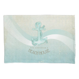 Beach House Nautical Anchor and Rope Aqua ID623 Kissenbezug