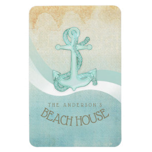 Beach House Nautical Anchor and Rope Aqua ID623 Magnet