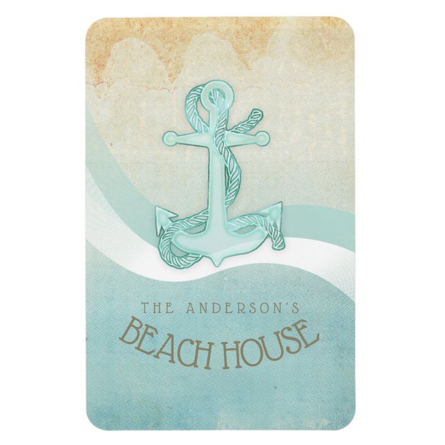 Beach House Nautical Anchor and Rope Aqua ID623 Magnet (Vertikal)