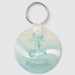 Beach House Nautical Anchor and Rope Aqua ID623 Schlüsselanhänger