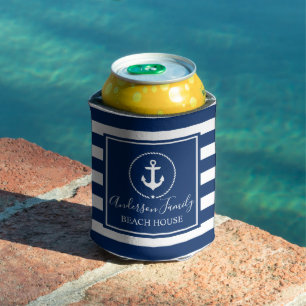 Beach House Nautical Anchor Rope Star Blue Stripin Dosenkühler