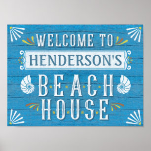 Beach House Nautical Coastal Blue   INDIVIDUELLE N Poster