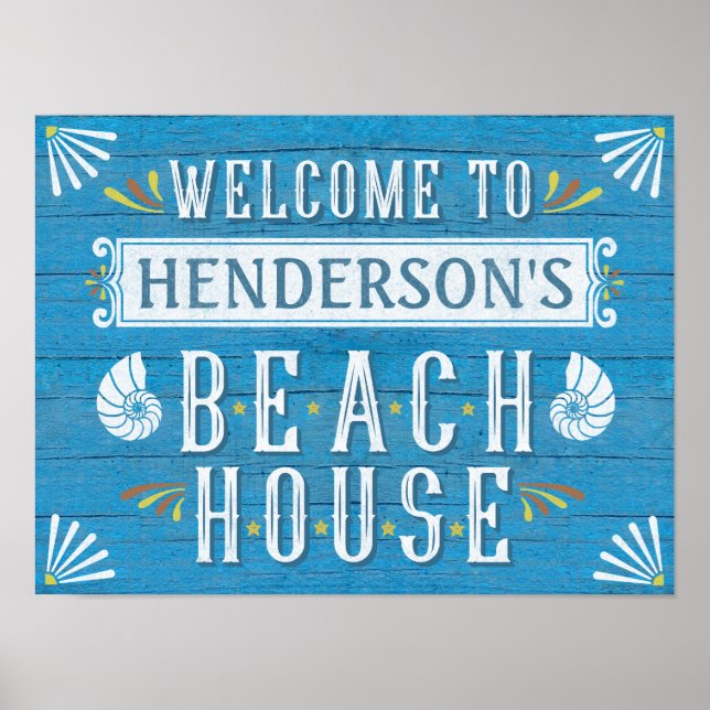 Beach House Nautical Coastal Blue | INDIVIDUELLE N Poster (Vorne)