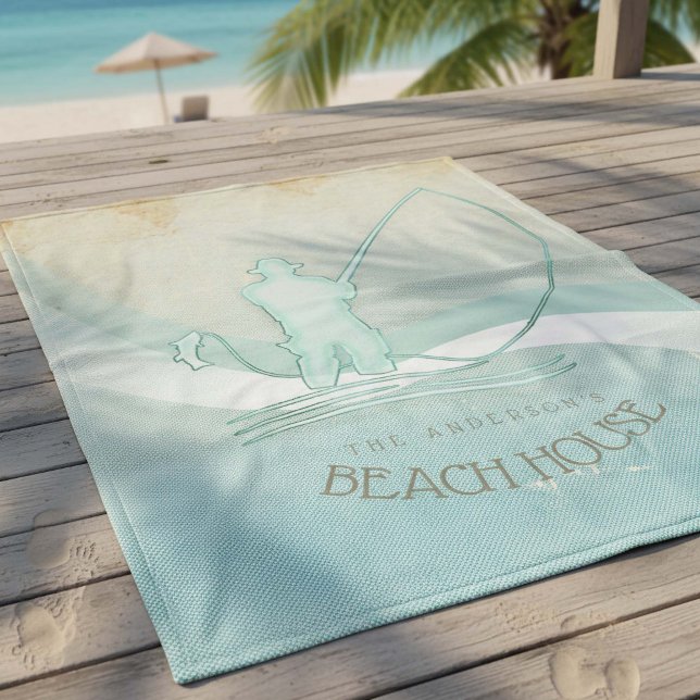 Beach House Nautical Fisherman Aqua Blue ID623 Fleecedecke (Von Creator hochgeladen)