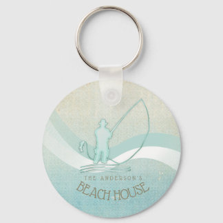 Beach House Nautical Fisherman Aqua Blue ID623 Schlüsselanhänger