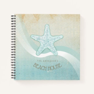 Beach House Nautical Starfish Aqua Blue ID623 Notizbuch