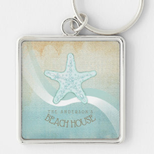 Beach House Nautical Starfish Aqua Blue ID623 Schlüsselanhänger