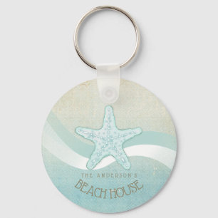 Beach House Nautical Starfish Aqua Blue ID623 Schlüsselanhänger