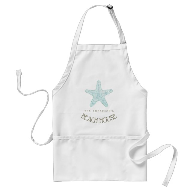 Beach House Nautical Starfish Aqua Blue ID623 Schürze (Vorne)