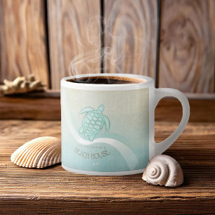 Beach House Nautical Turtle Aqua Blue ID623 Espressotasse