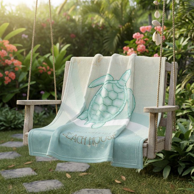 Beach House Nautical Turtle Aqua Blue ID623 Fleecedecke (Von Creator hochgeladen)