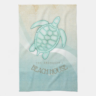 Beach House Nautical Turtle Aqua Blue ID623 Geschirrtuch