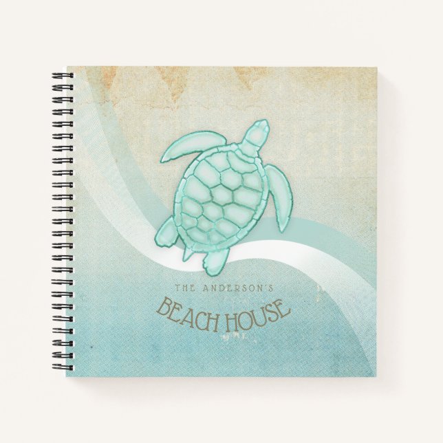 Beach House Nautical Turtle Aqua Blue ID623 Notizbuch (Vorderseite)