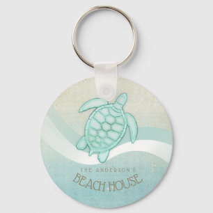 Beach House Nautical Turtle Aqua Blue ID623 Schlüsselanhänger