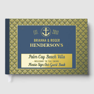 Beach House Nautical Vacation Rental Gold Muscheln Gästebuch