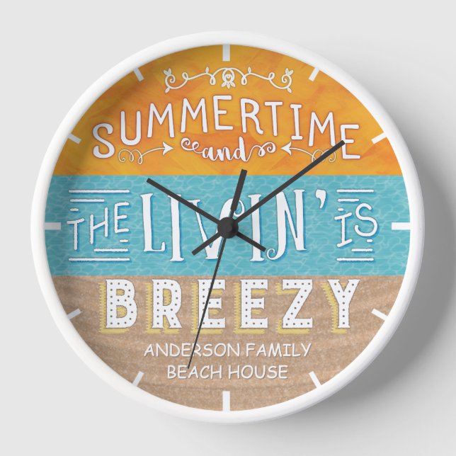 Beach House Nauzy Breezy Sommerzeit | Name hinzufü Uhr (Vorderseite)