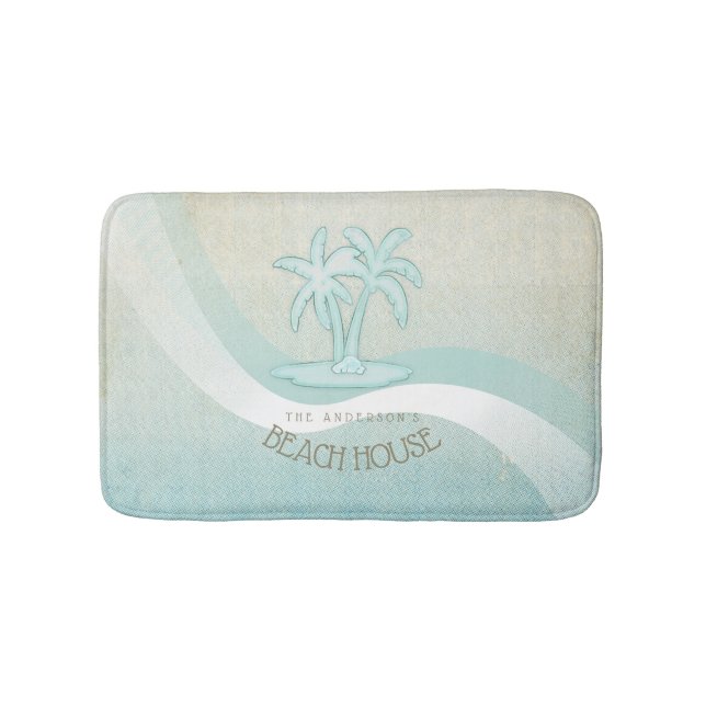 Beach House Palm Trees Aqua ID623 Badematte (Vorderseite)
