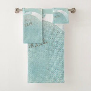 Beach House Palm Trees Aqua ID623 Badhandtuch Set