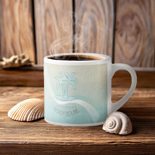 Beach House Palm Trees Aqua ID623 Espressotasse