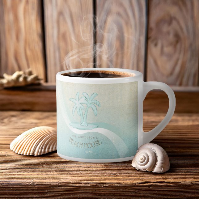 Beach House Palm Trees Aqua ID623 Espressotasse (Von Creator hochgeladen)