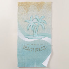 Beach House Palm Trees Aqua ID623 Strandtuch