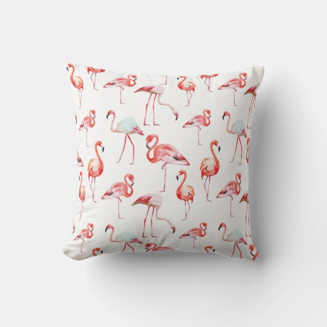 Beach House Pink Flamingo Dekorative Throw Kissen (Vorderseite)