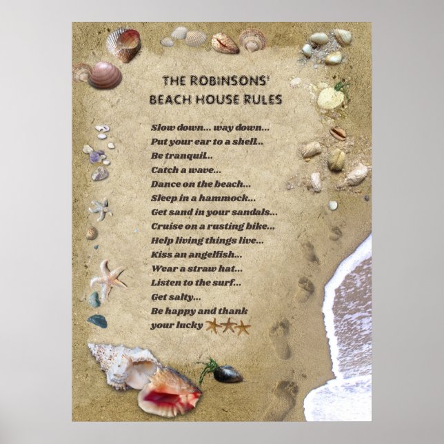 Beach House Regeln (anpassbar) Poster (Vorne)