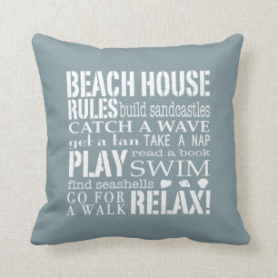 Beach House Regeln für Denim Blue Square Pillow Kissen