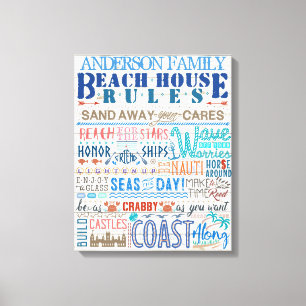 Beach House Regeln Personalisierte Hütte Leinwanddruck