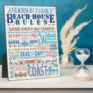 Beach House Rules Family Sign Benutzerdefinierte Fotoplatte