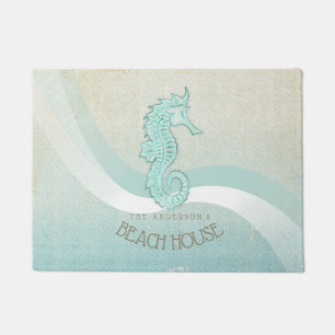 Beach House Seepferd Aqua Blue ID623 Fußmatte