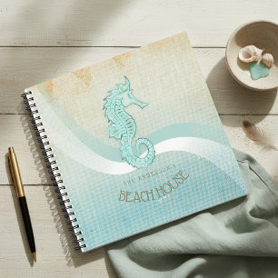 Beach House Seepferd Aqua Blue ID623 Notizbuch