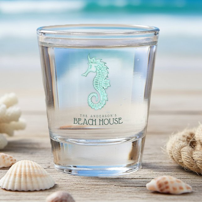 Beach House Seepferd Aqua Blue ID623 Schnapsglas (Von Creator hochgeladen)