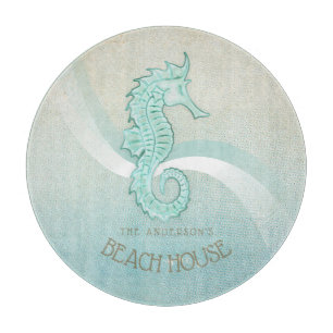 Beach House Seepferd Aqua Blue ID623 Schneidebrett