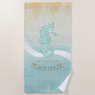 Beach House Seepferd Aqua Blue ID623 Strandtuch