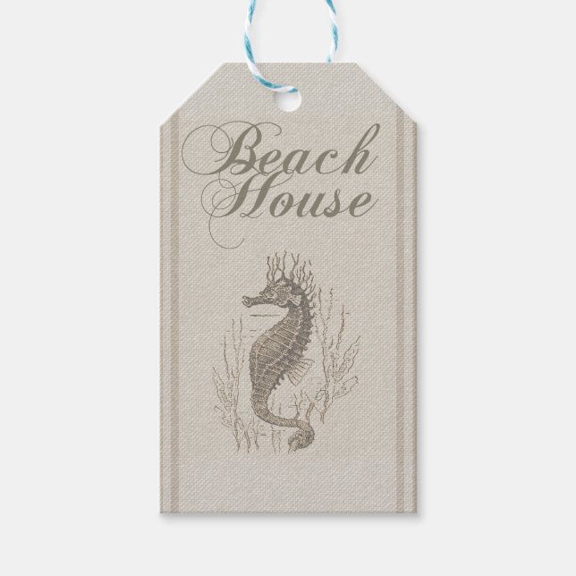Beach House Seepferd Seashore Geschenkanhänger (Vorderseite)