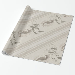 Beach House Seepferd Seashore Geschenkpapier