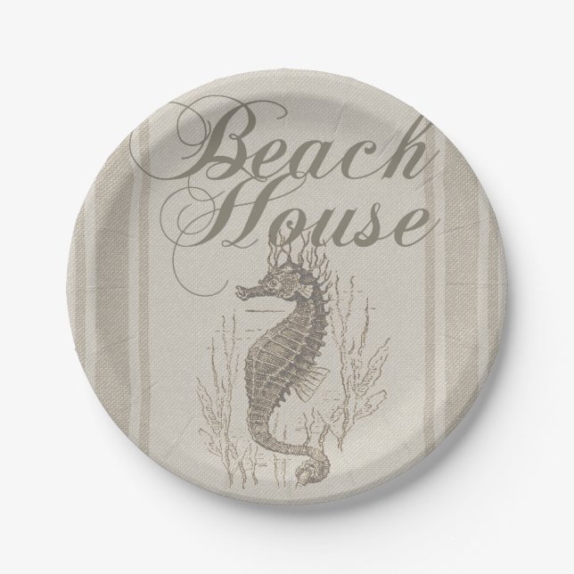 Beach House Seepferd Seashore Pappteller (Vorderseite)