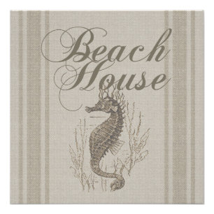 Beach House Seepferd Seashore Poster