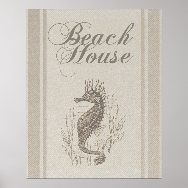 Beach House Seepferd Seashore Poster (Vorne)