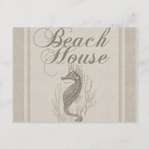 Beach House Seepferd Seashore Postkarte