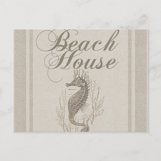 Beach House Seepferd Seashore Postkarte (Vorderseite)