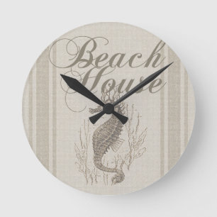 Beach House Seepferd Seashore Runde Wanduhr