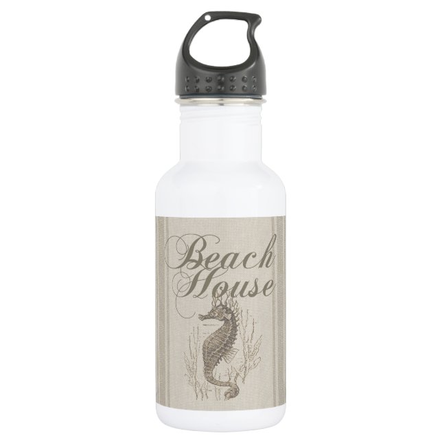 Beach House Seepferd Seashore Trinkflasche (Vorderseite)