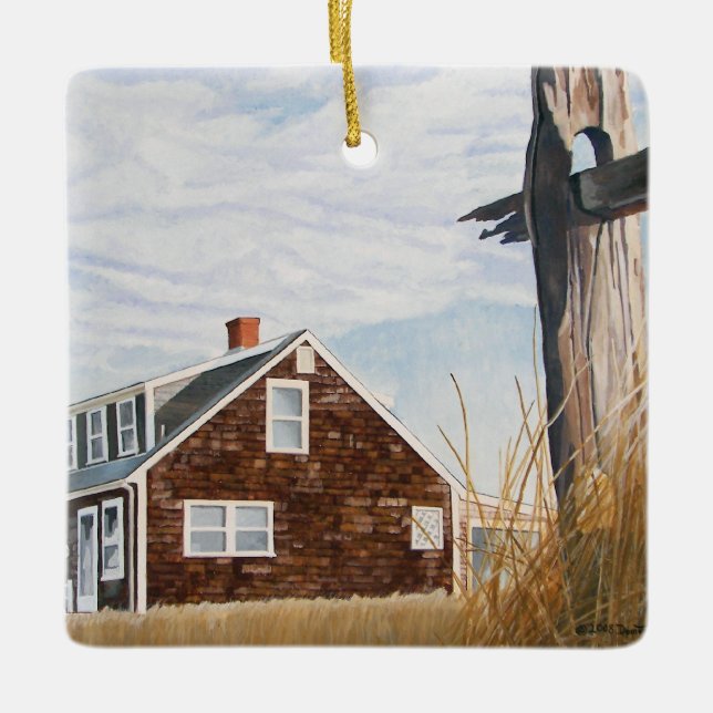 Beach House Sunrise Keramikornament (Vorderseite)